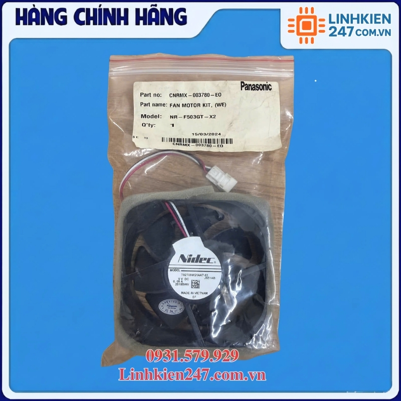 Quạt tủ lạnh Panasonic Nidec T92T09MS1AA7-53 9V 0.09A – CNRMX-003780-E0 - Ảnh 2